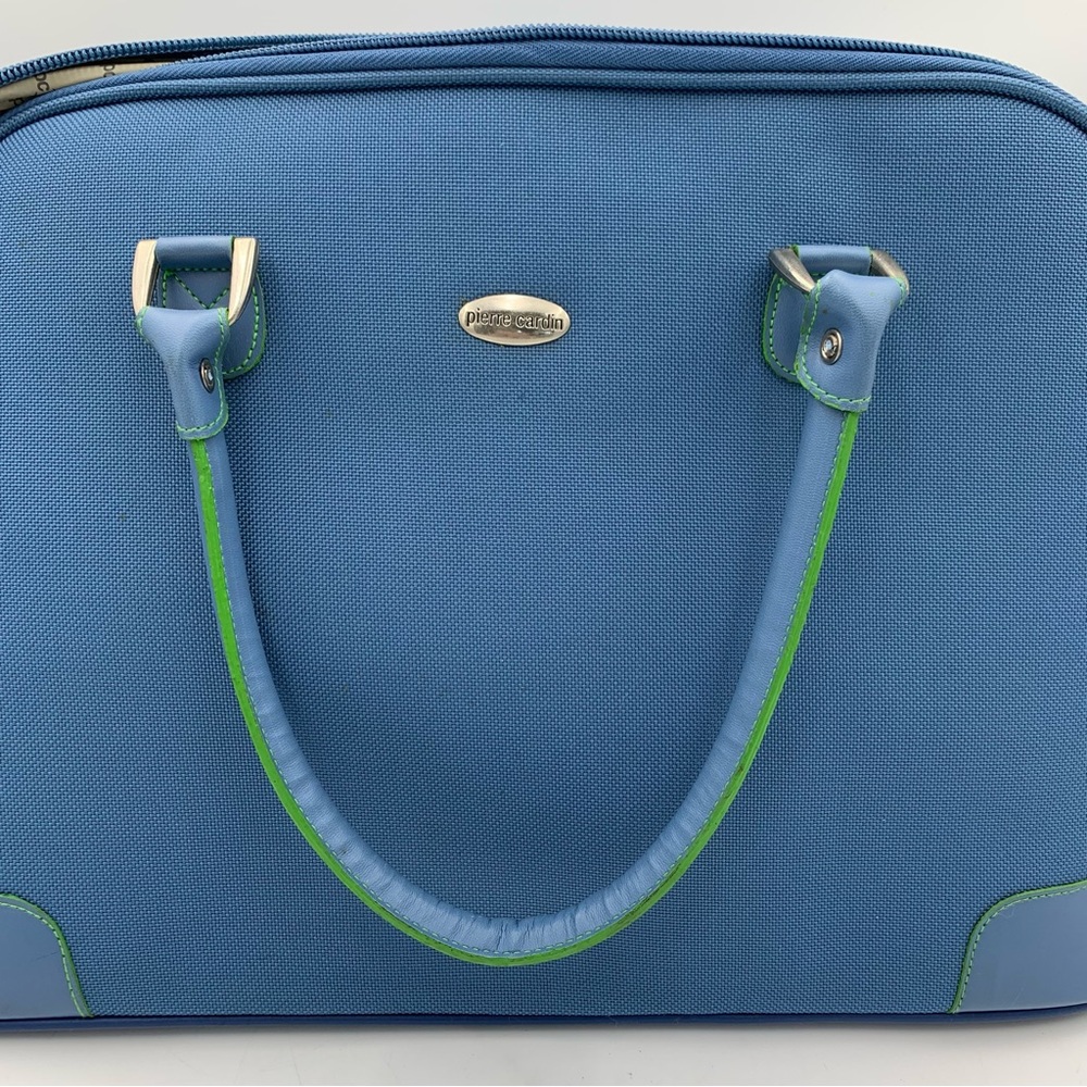 Vintage Pierre Cardin Travel Tote Carry On Shoulder Bag Blue Luggage 19x13x7 EUC - Picture 9 of 15